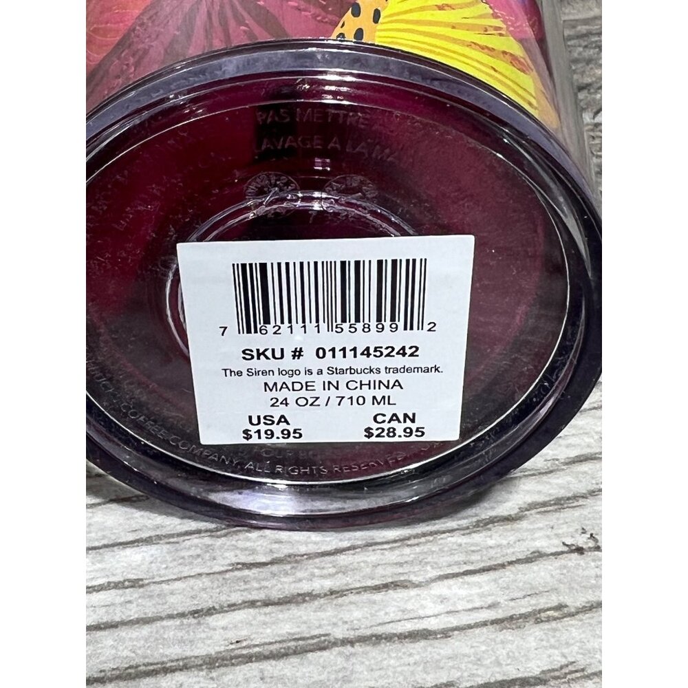 Starbucks Fall 2023 Ocean & Forest Jellyfish 24 Oz Tumbler Cup Pink Floral Venti - Picture 4 of 5